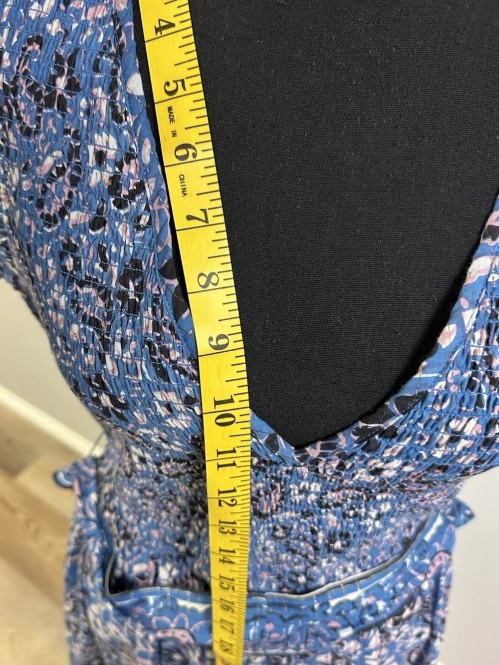 Cleobella Autumn Midi Dress Blue Paisley Floral Flutter Sleeve Smocked Size M - Picture 12 of 14